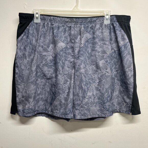 Old Navy Active Men's XXL Lined Running Shorts Gray Black Geometric Small Pocket - Picture 1 of 7